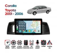 Штатная магнитола Toyota Corolla 01-04 (прав.руль), 01-06 (лев.руль), Wide Media KS9256QR-4/32 черн.