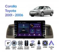 Штатная магнитола Toyota Corolla 01-04 (прав.руль), 01-06 (лев.руль), Wide Media LC9257ON-2/32B беж.