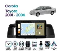 Штатная магнитола Toyota Corolla 01-04 (прав.руль), 01-06 (лев.руль), Wide Media MT9256QU-4/32 черн.
